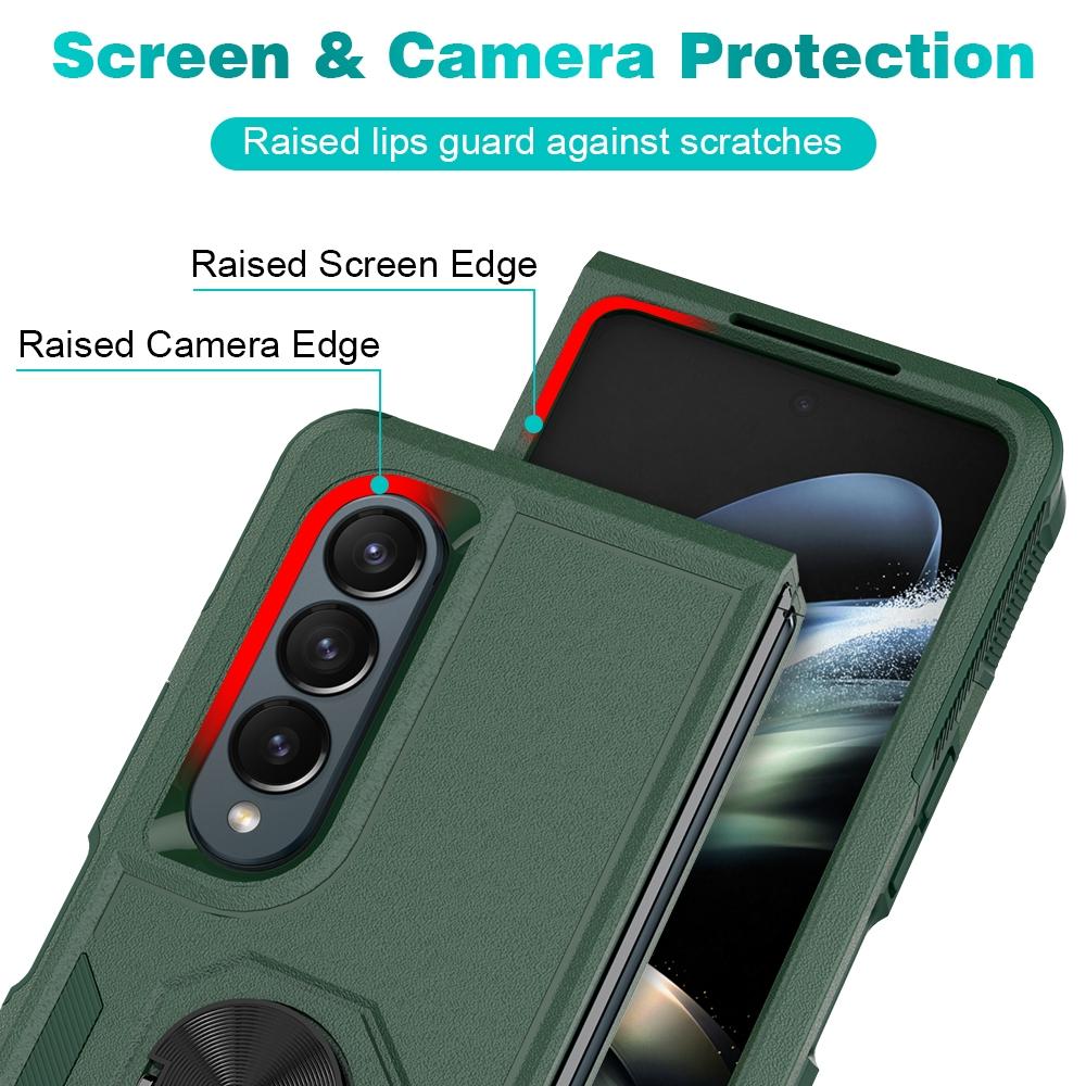 NNEDSZ Galaxy Z Fold 4 Tpu Shockproof Case With Ring - 2 In 1 Design - Black-2