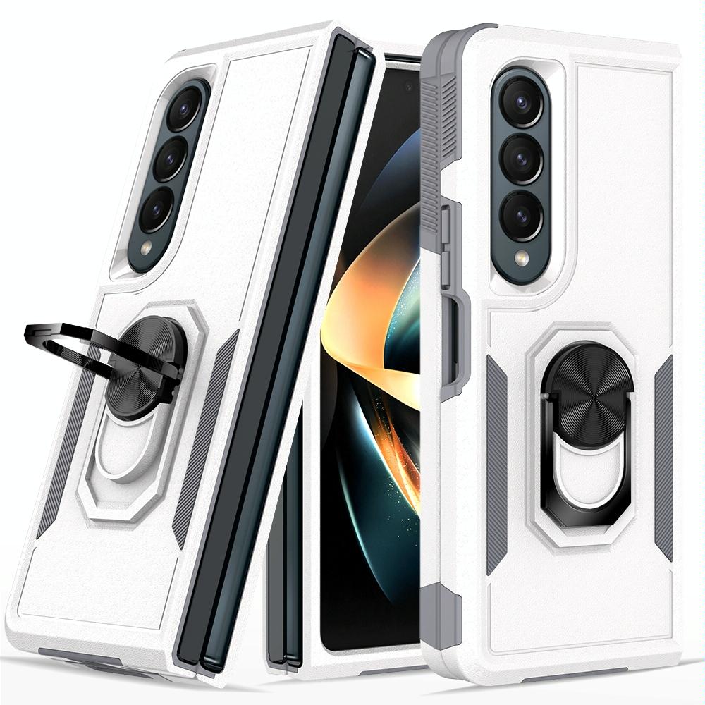 NNEDSZ Galaxy Z Fold 4 Tpu Shockproof Case With Ring - 2 In 1 Design - Black-3
